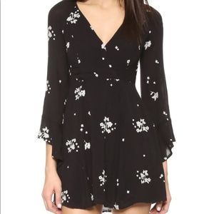 Free People Black Floral Mini Summer Dress Size 6